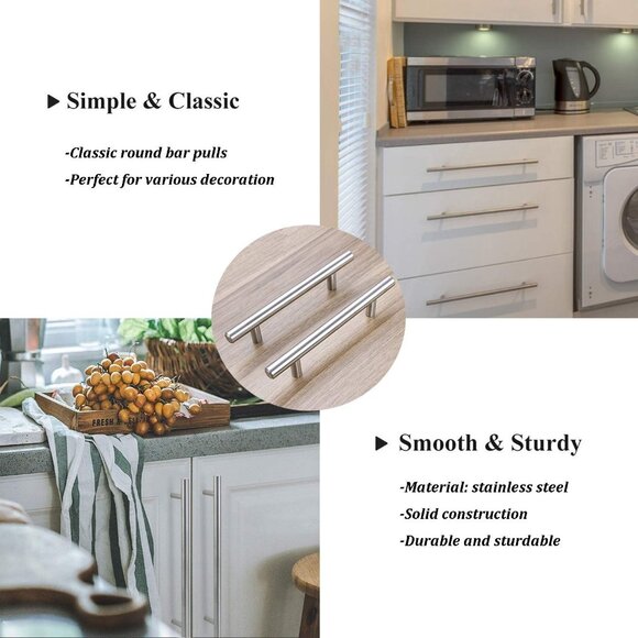 5 Pack Brushed Nickel Cabinet Hardware Pulls 7.5" Handles Stainless Steel USA - Picture 3 of 4